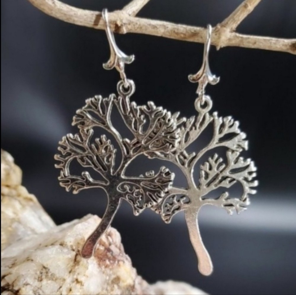 TREE OF LIFE Silver Plated Earrings European Eco Ethnic Boho Jewelry Tribal